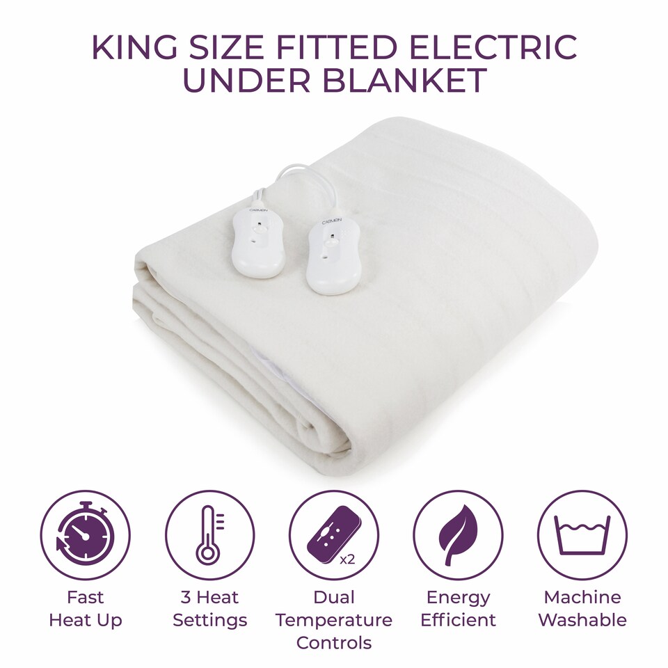 image 1 of King Fitted Electric Blanket 203x152 with 40cm Skirt White