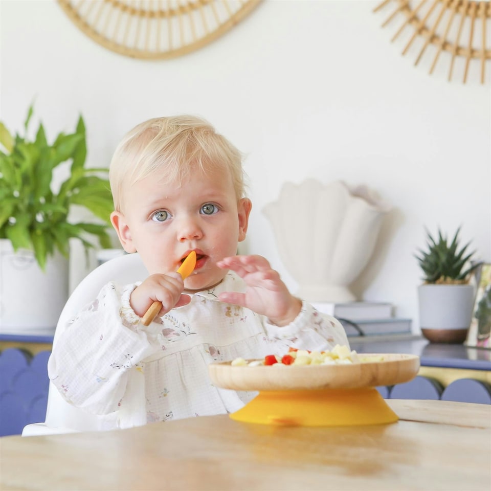 image 1 of Tiny Dining Bamboo Silicone Tip Spoon - Navy Blue