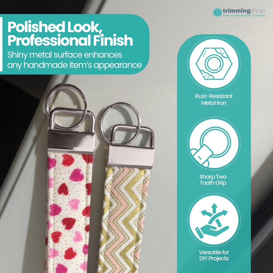 image 1 of 25mm Lanyard Keychain Hardware Fob Key Ring with Ring Clamps - 5pcs