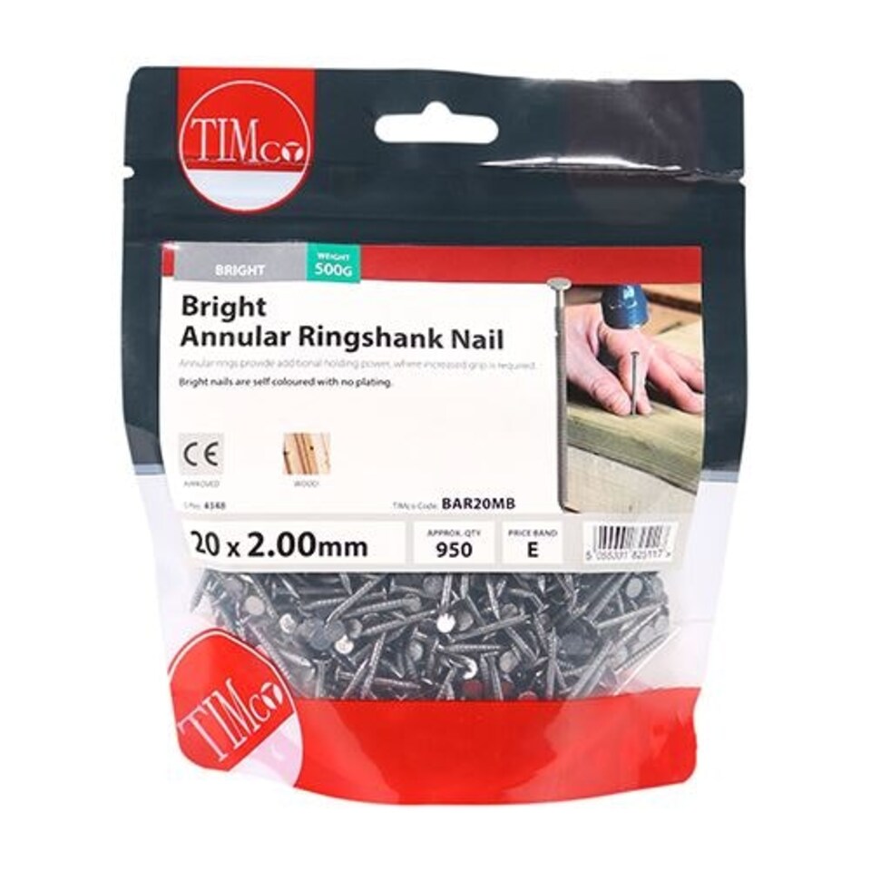 image 1 of Timco - Annular Ringshank Nails - Bright (Size 20 x 2.00 - 0.5 Kilograms)
