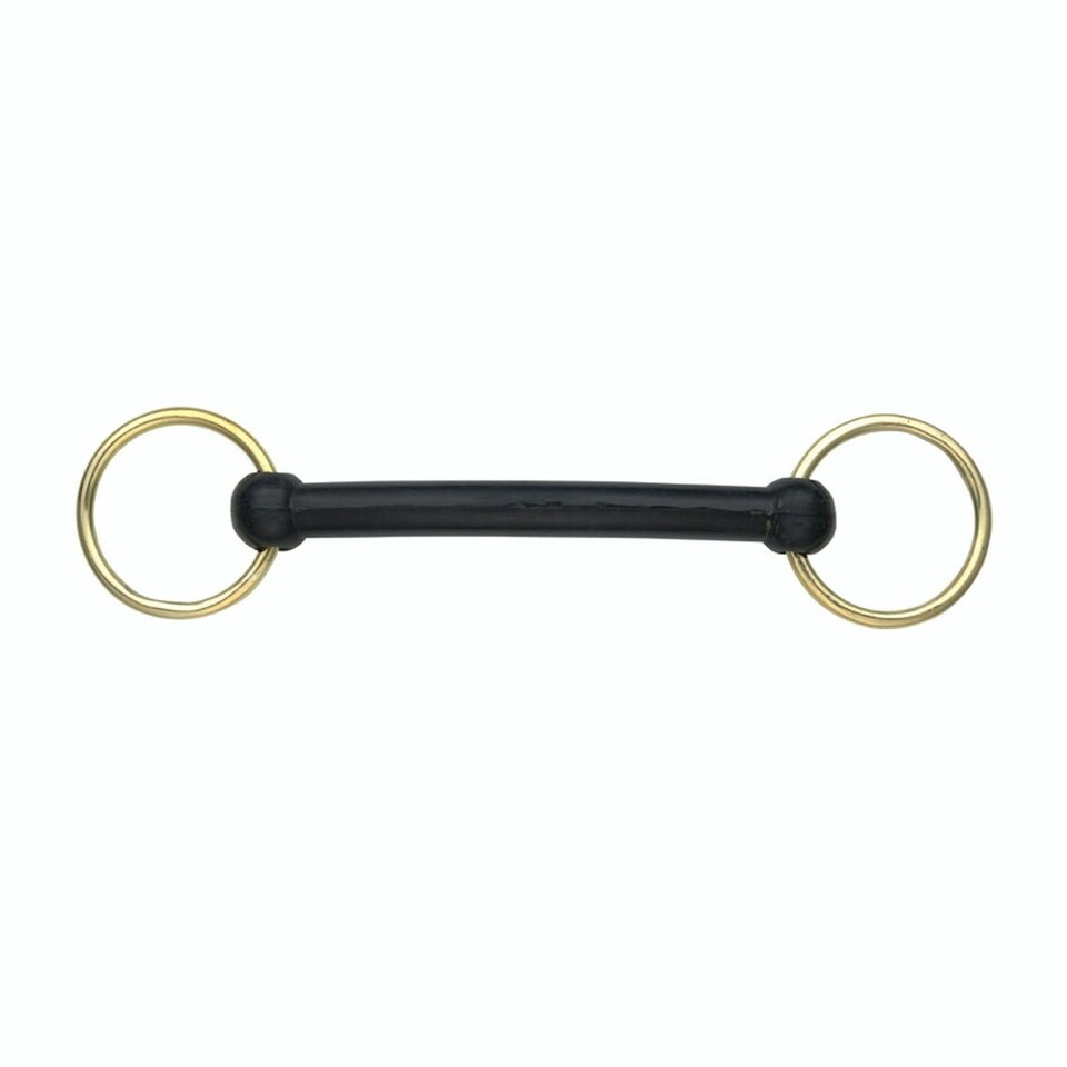 Shires Overcheck Rubber Horse Bradoon Bit - Black - 4.5in