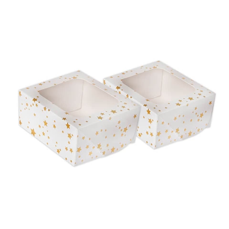 image 1 of Anniversary House Gold Star Square Treat Boxes with Window Pack of 2