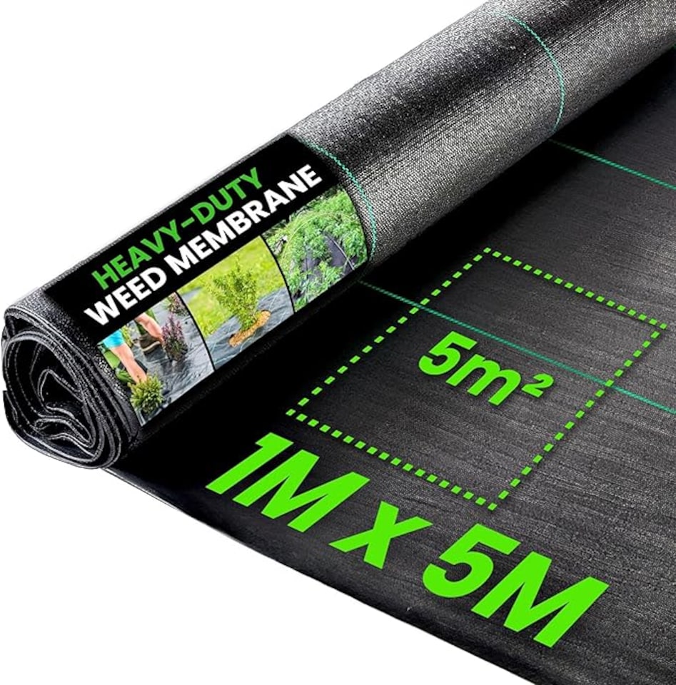 image 1 of Heavy Duty Weed Control Fabric - Landscape Membrane for Garden, Patios & Flower Beds | Black | 1m x 5m