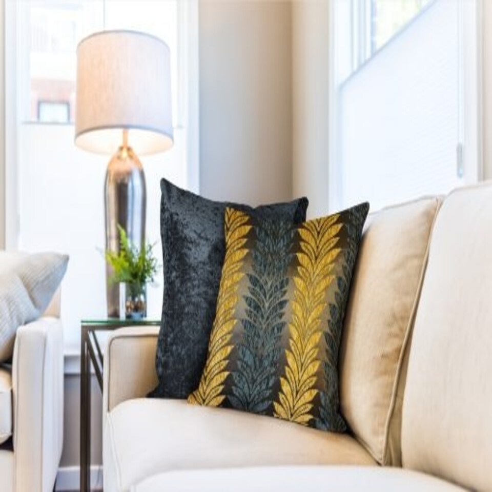 image 1 of Trellis Cushion Cover 43cm x 43cm Ochre | Yellow | Yellow