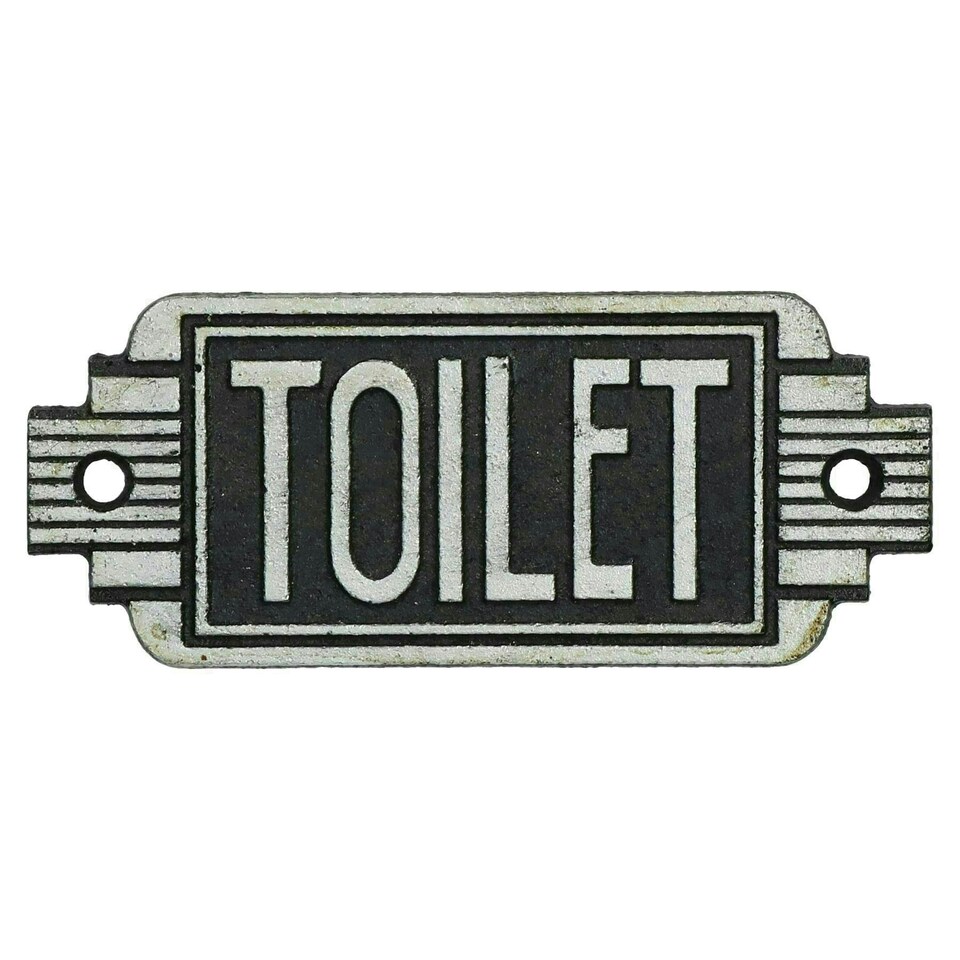 image 1 of Art Deco Toilet Sign Cast Iron Sign Plaque Door Wall Cafe Shop Pub Hotel Bar Loo
