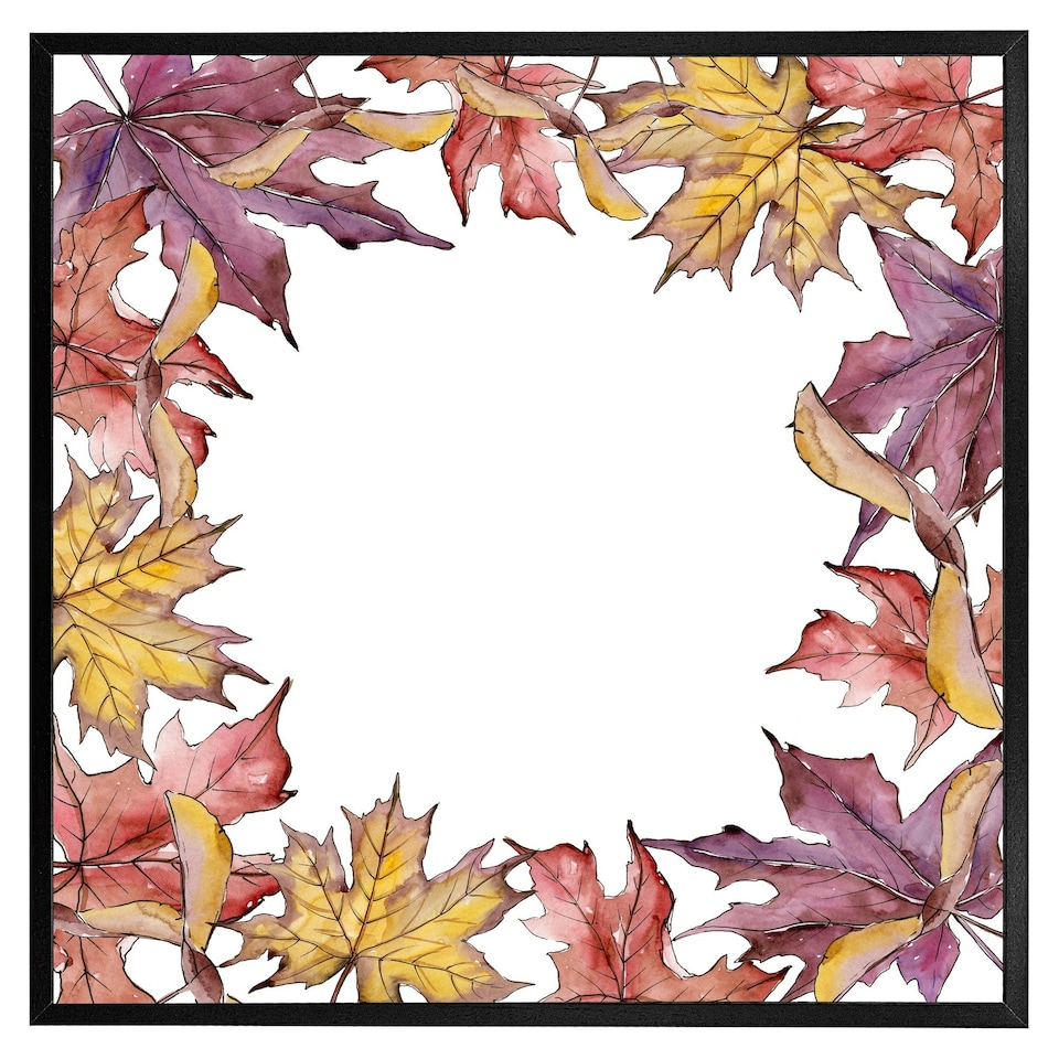 image 1 of Gold & purple leaves (Picture Frame) White | M