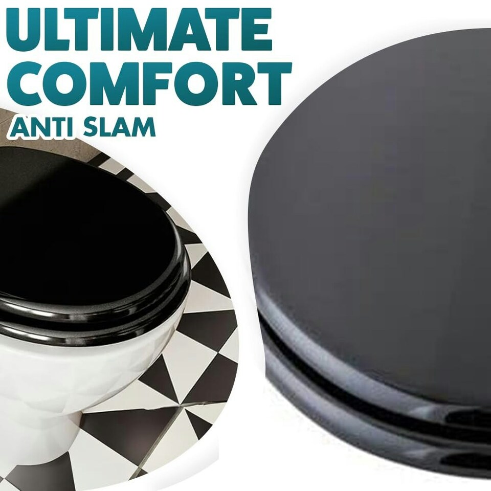 image 1 of Marco Paul Black Wooden Toilet Seat 18" Black