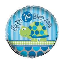 Unique Party Turtle 1st Birthday Foil Balloon - Blue - One Size