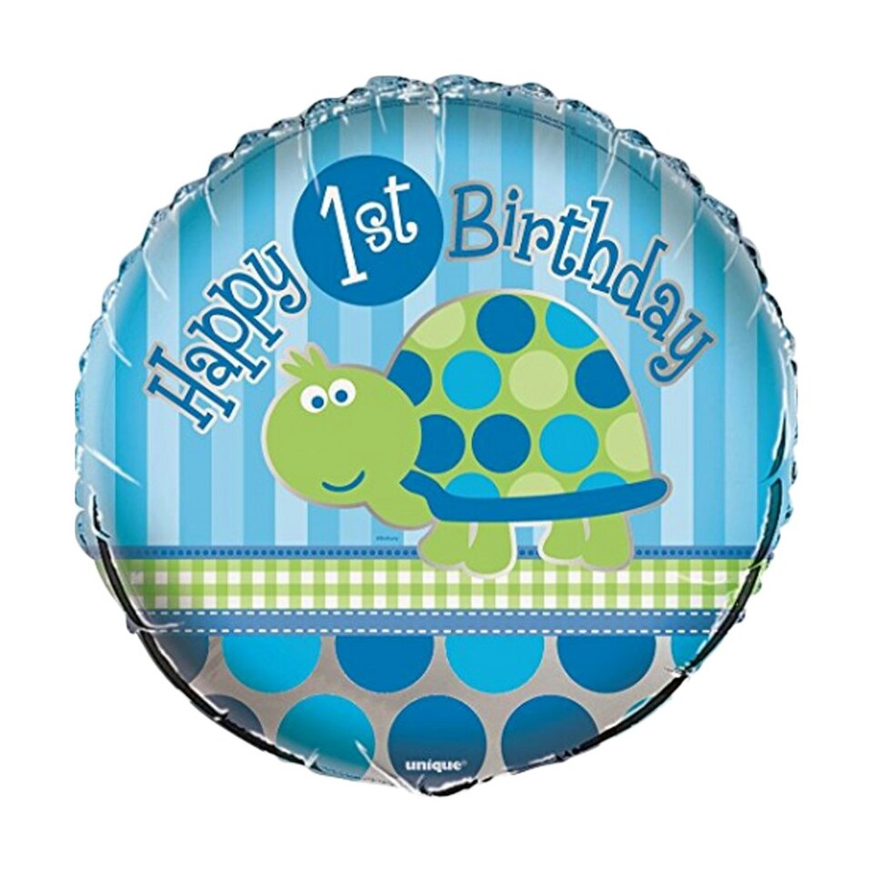 Unique Party Turtle 1st Birthday Foil Balloon - Blue - One Size