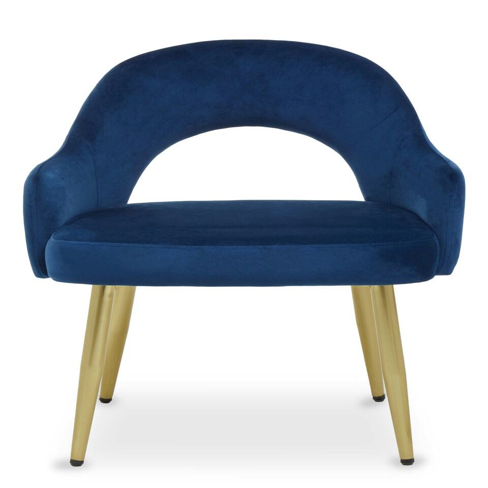 image 1 of Interiors by Premier Midnight Velvet Dining Chair, Luxury Blue Velvet Dining Chair, Comfy Dining Chair with Gold Metallic Legs Blue