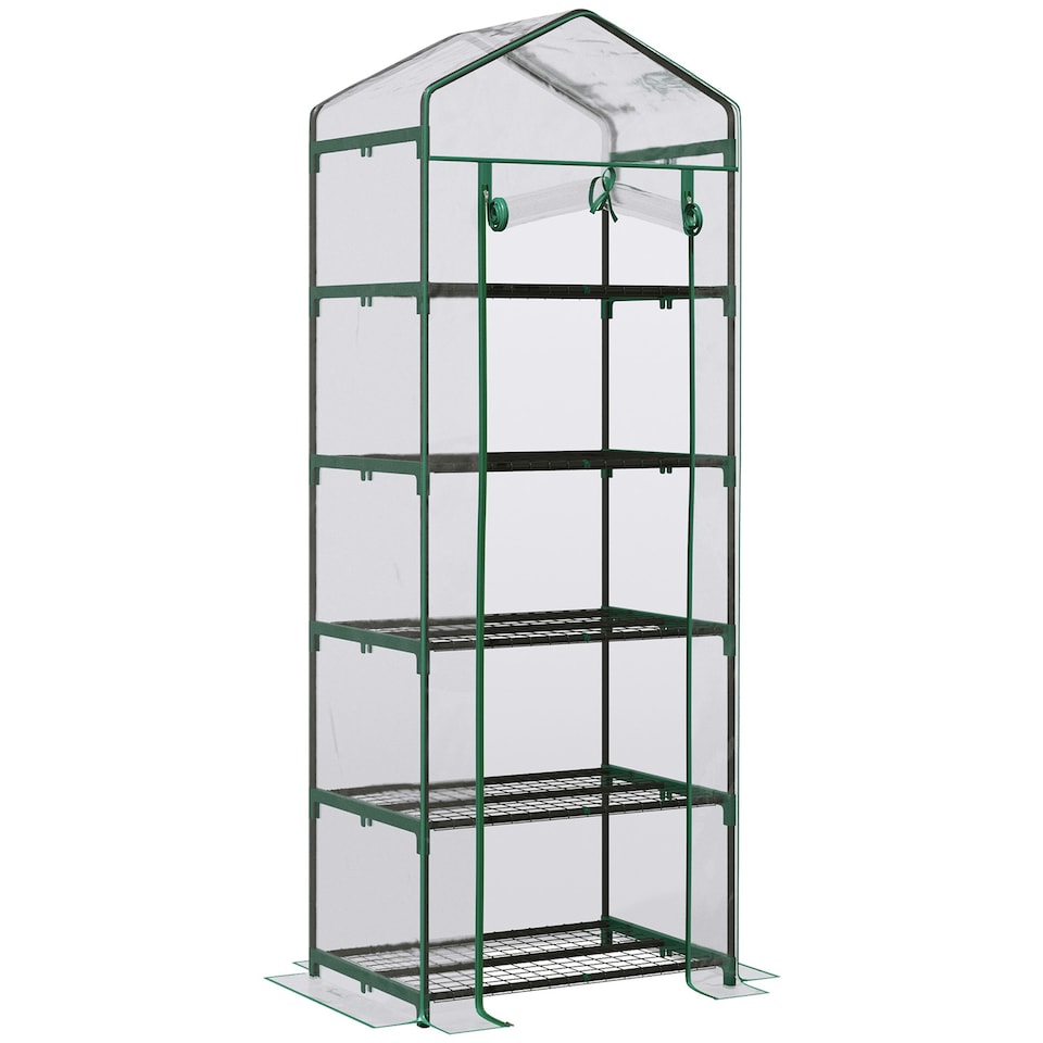 image 1 of Outsunny Mini Greenhouse Outdoor Flower Stand PVC Cover Portable