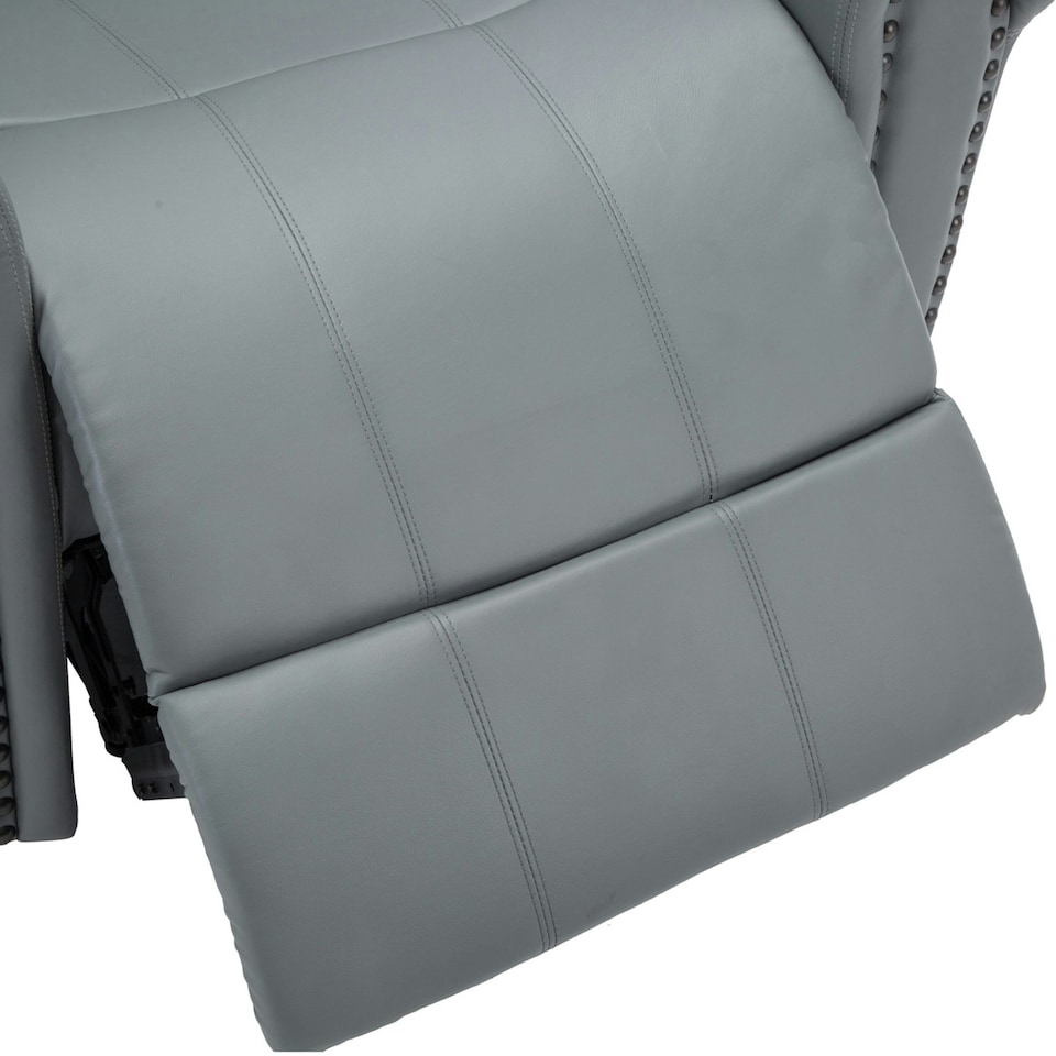 image 1 of Denver Bonded Leather Manual Recliner Stud Sofa Home Lounge Chair (Grey)