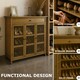 image 9 of Large 4 Tier Wooden Shoe Storage Cabinet Organiser Brown Brown | One Size
