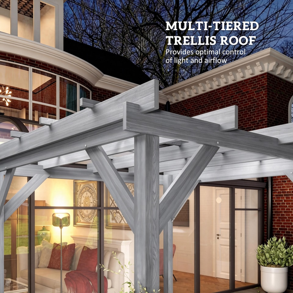 image 1 of Outsunny 3 x 3 m Wooden Pergola Kit, Garden Gazebo Shelter, Grey | Grey | Grey | 300 x 300 x 214 cm