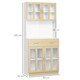 image 3 of HOMCOM 1.8m Kitchen Cupboard,Storage Cabinet, Framed Glass Doors with Shelves