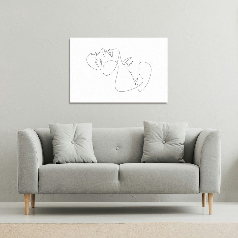 image 1 of man and woman touch by one line (Canvas Print) 152 x 101 x 4cm