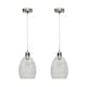 image 1 of First Choice Lighting Set of 2 Birch Clear Fluted Glass with Satin Nickel Pendant Fittings Silver | Clear