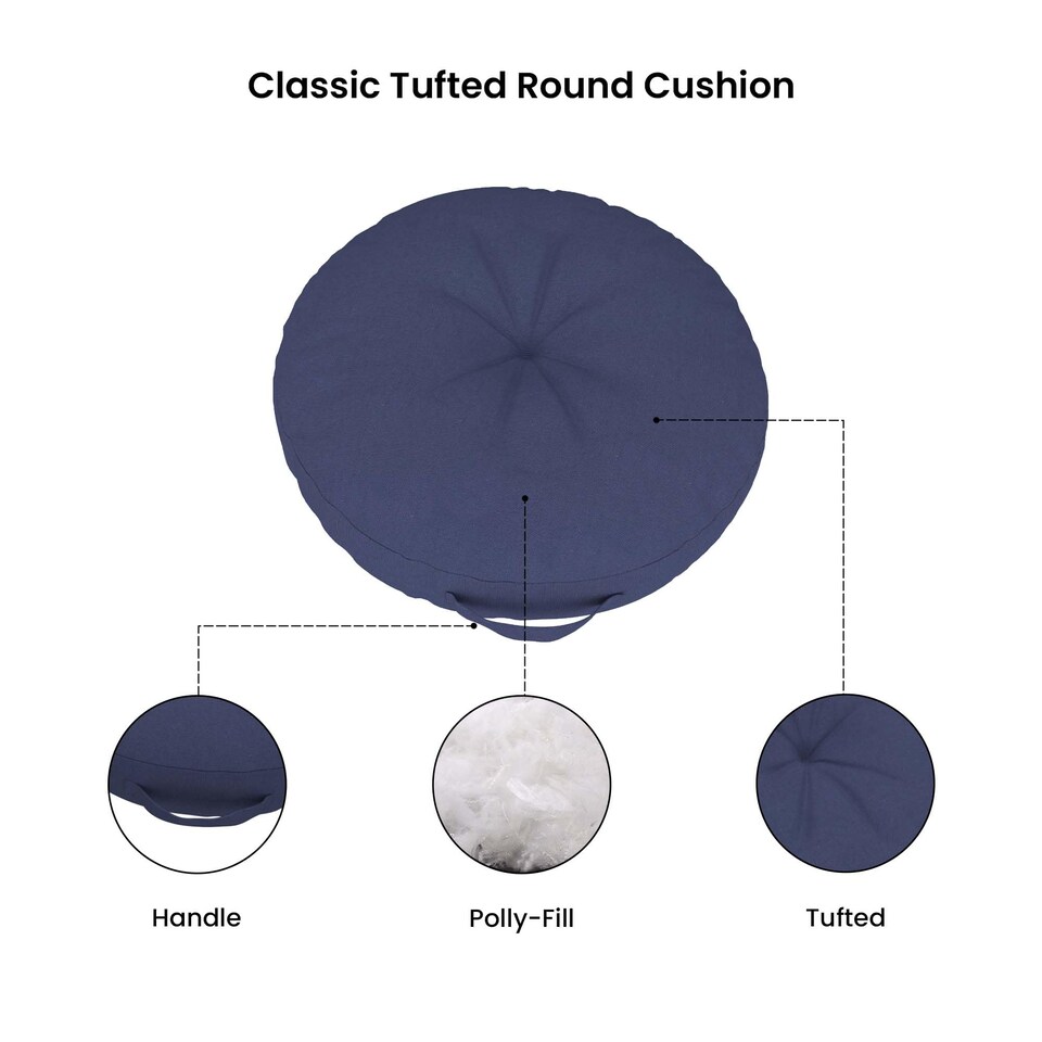 image 1 of Covers&All Round Chair Cushions with Handle, Thick Outdoor Indoor Cushion and Floor Pillow for Patio, Navy Blue