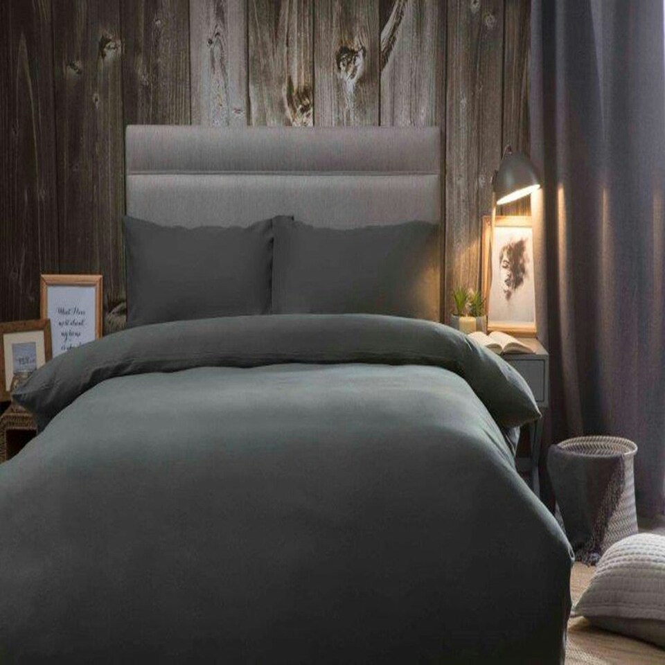 image 1 of Belledorm Brushed Cotton Duvet Cover - Charcoal - Single