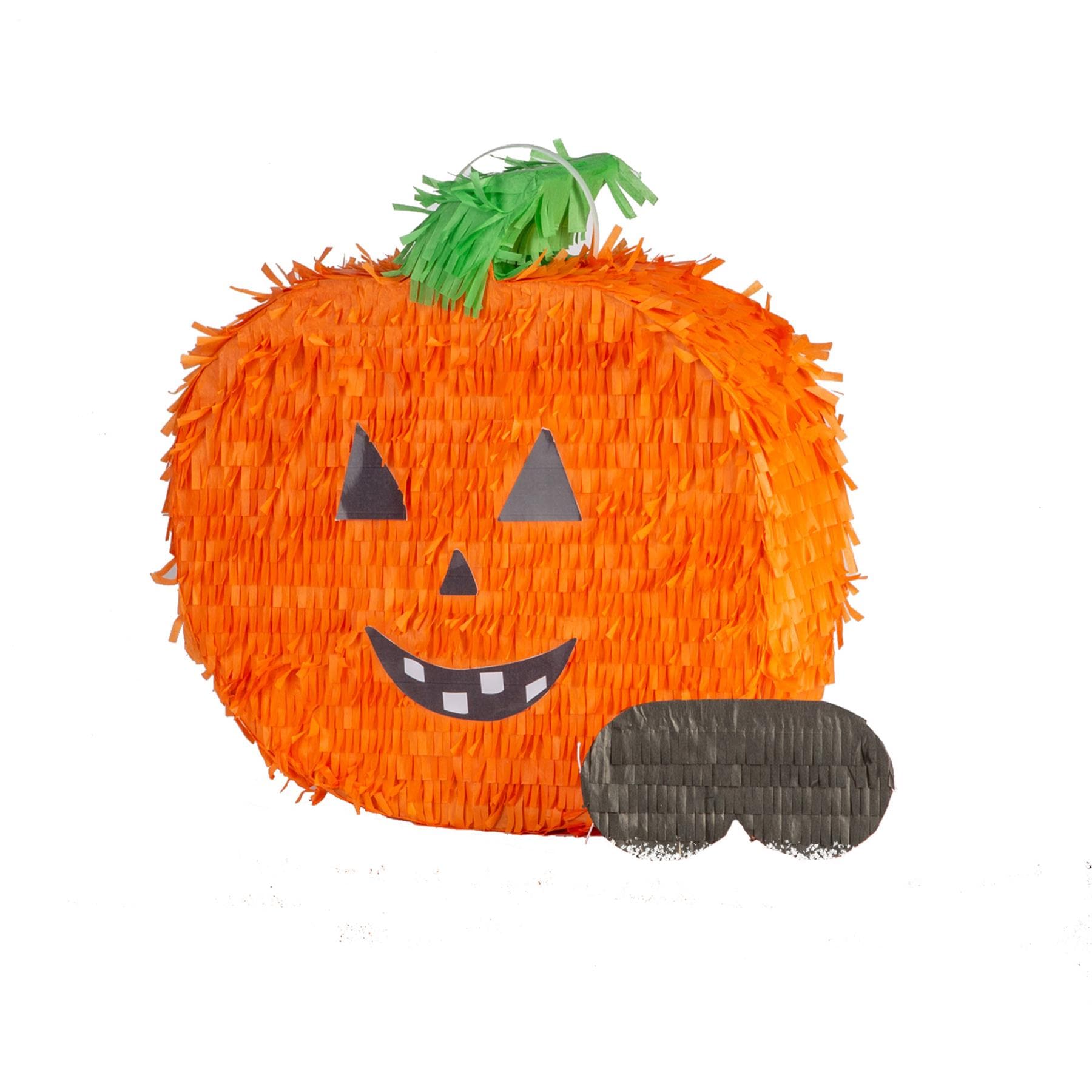 Fax Potato 2pc Halloween Pumpkin Pinata & Blindfold Set - Orange