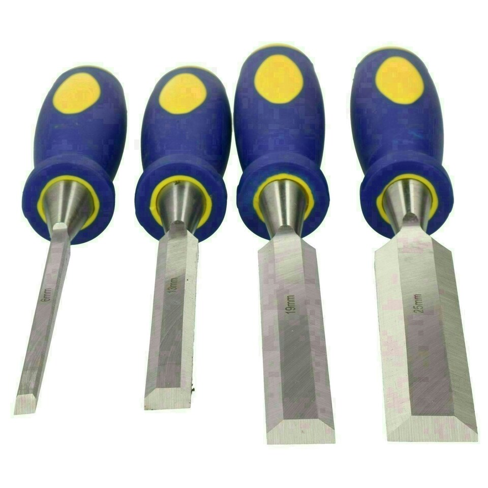 image 1 of 4pc Chisel Carving Wood Work Carpentry Bevel Edge Edged Chisels Woodworking