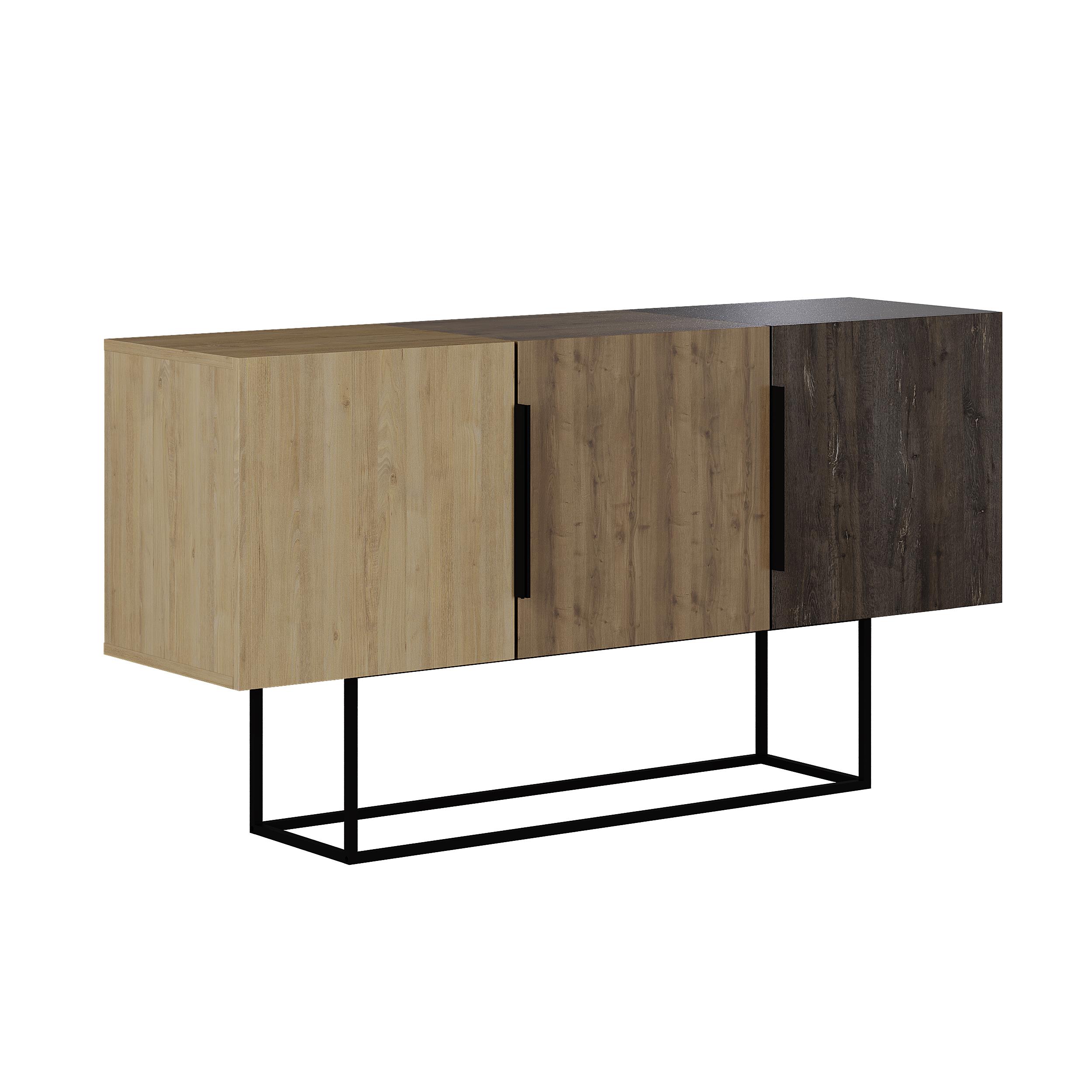 Tontini Console Sideboard Display Unit Oak Oak Effect Dark Coffee