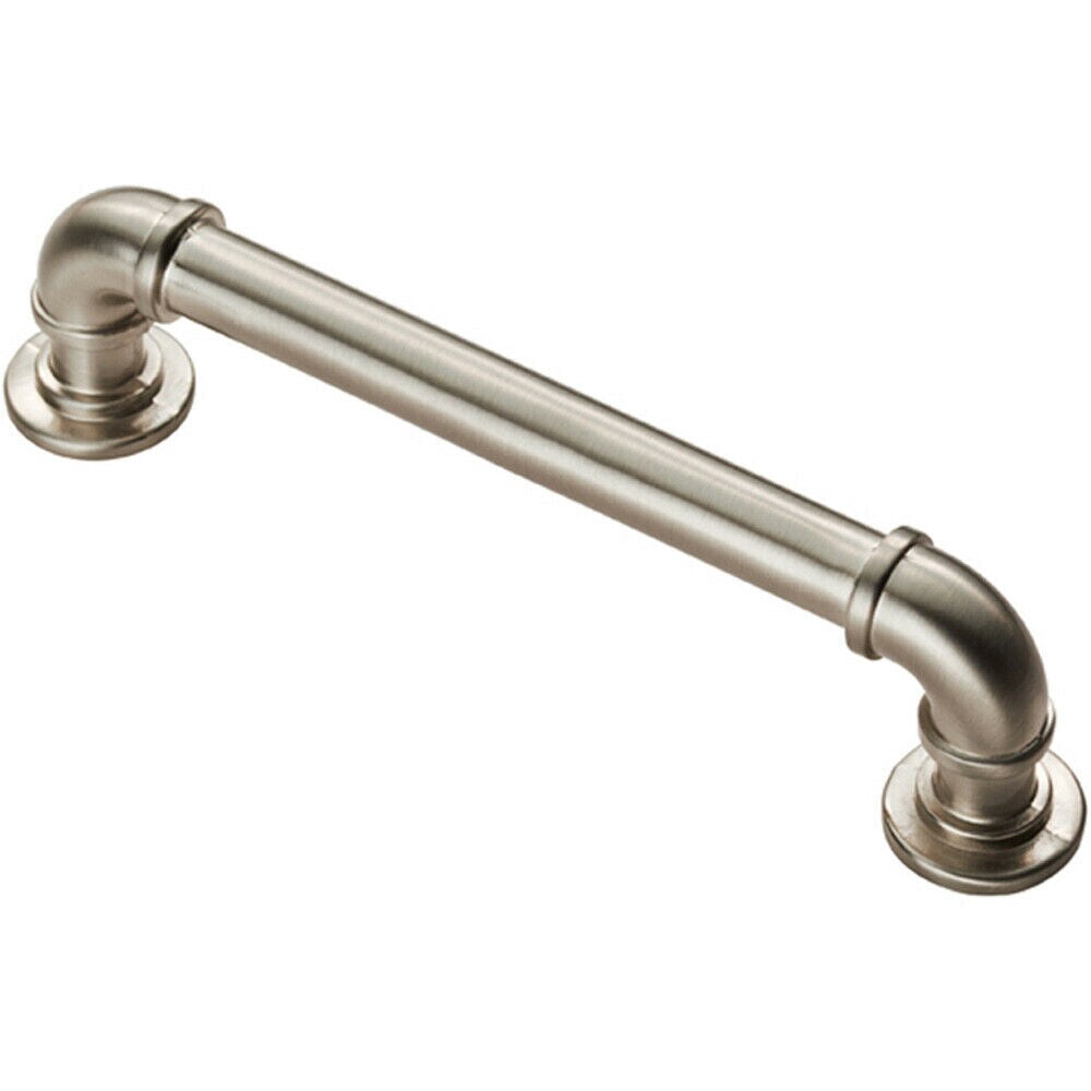 Loops Pipe Design Cabinet Pull Handle 128mm Fixing Centres 12mm Dia Satin Nickel in Metallics