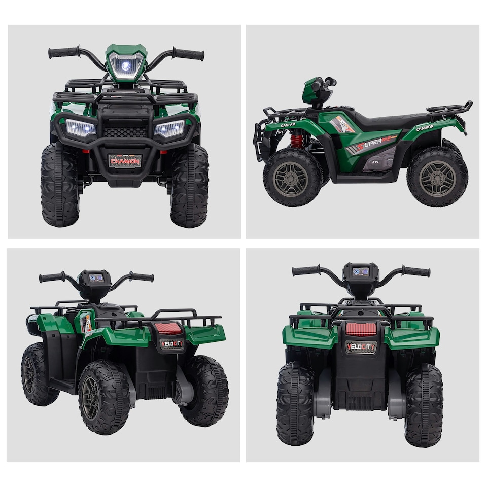 image 1 of HOMCOM 12V Electric Quad Bike for Kids w/ LED Headlights, Music - Green