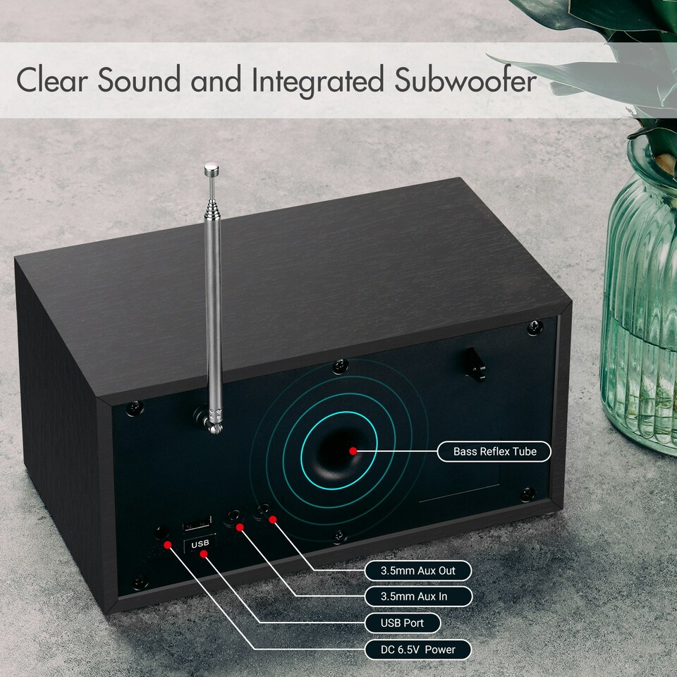image 1 of DAB/DAB+/FM Radio Dual Mode Alarm Clock Bluetooth Speaker - August MB420B