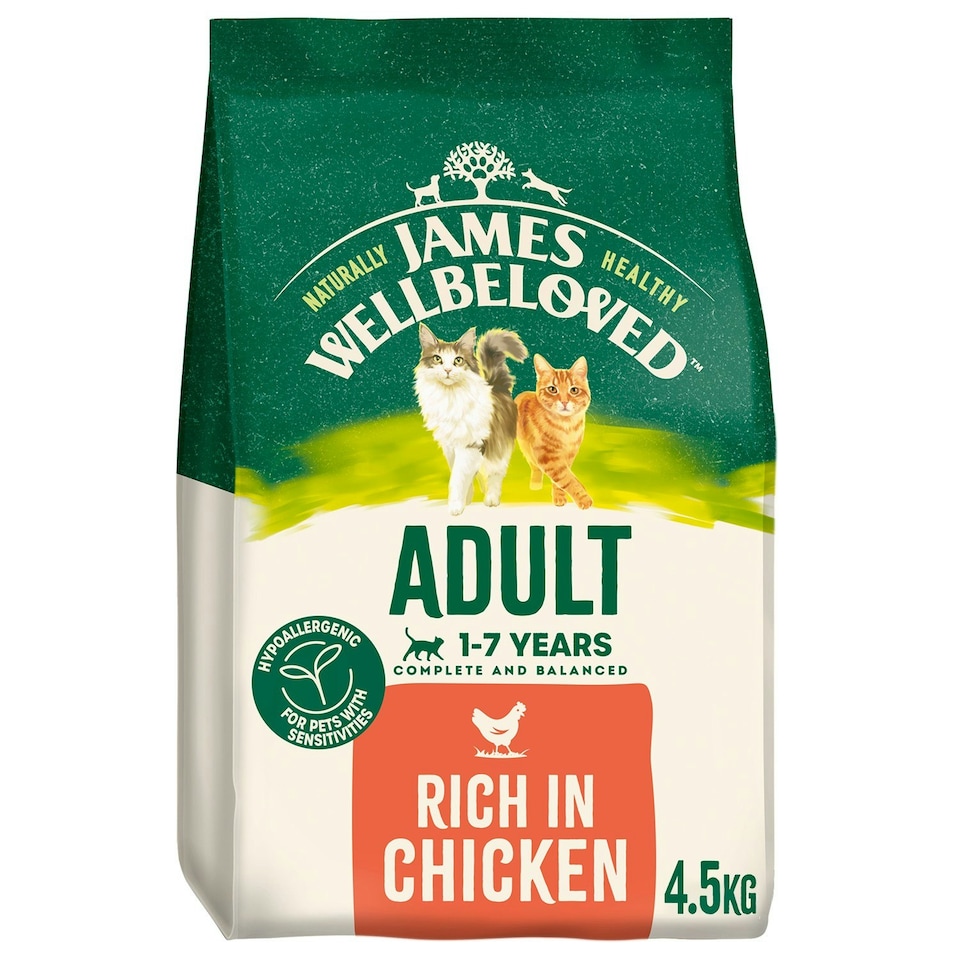 image 1 of James Wellbeloved 1-7 Years Adult Complete & Balanced Dry Cat Food Chicken 4.5kg