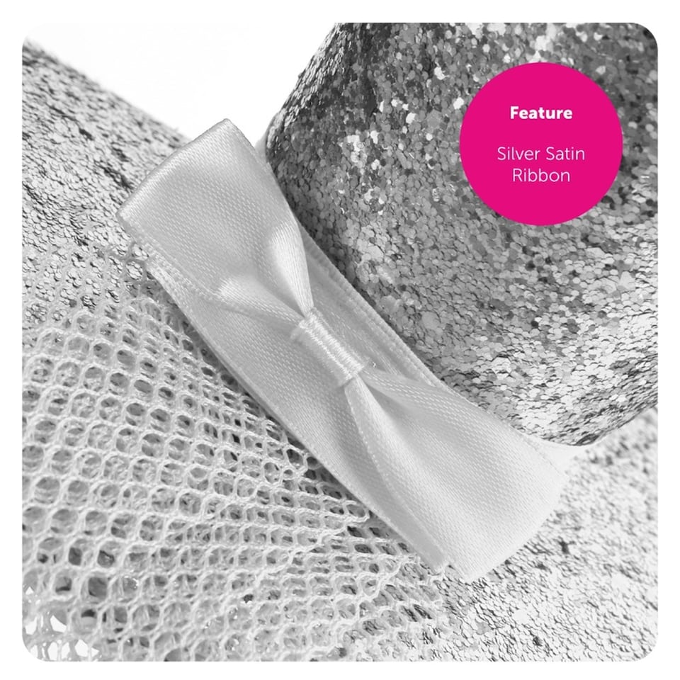 image 1 of Mini Silver Glitter Fascinator Top Hat | Silver | 12