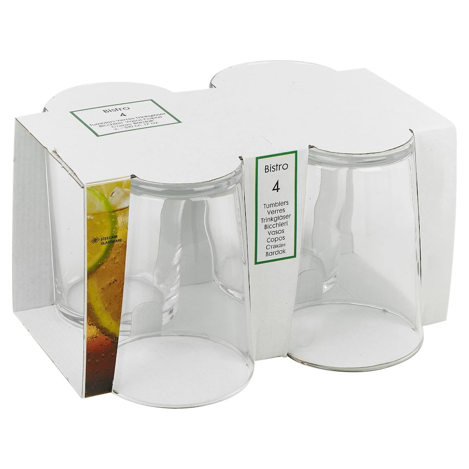 image 1 of Bistro Cocktail Drinking Glasses Beer Tumblers Barware Set | Clear | Clear | Set of 4