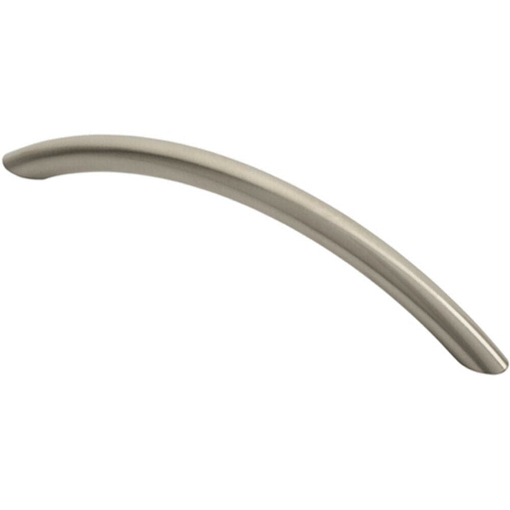 Loops Curved Bow Cabinet Pull Handle 153 x 10mm 128mm Fixing Centres Satin Nickel in Metallics