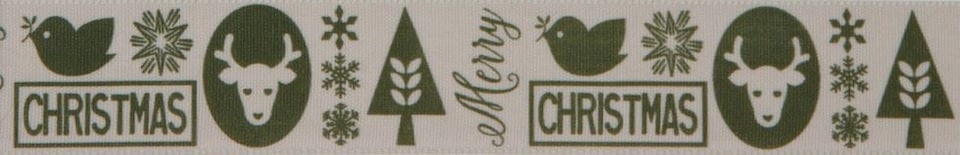 Berisfords Cypress 25mm Christmas Motif Ribbon for Dressmaking - per metre