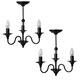 image 1 of First Choice Lighting Pair of Black Matt 3 Light Ceiling Chandeliers Black