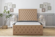 Sloomy Vienna Latte Dumfries Bed Frame With Mattress With 50" Upholstered Headboard 3' Single