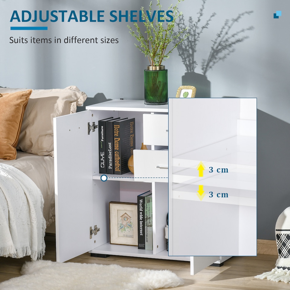 image 1 of HOMCOM Cabinet Sideboard Cupboard Buffet Solo High Gloss Front Face Door Drawer