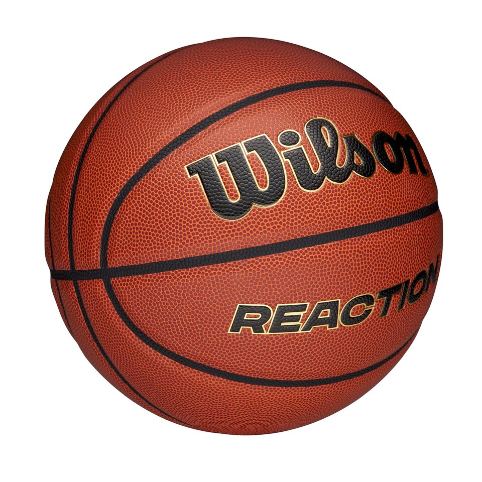 image 1 of Wilson Reaction Pro Basketball, Made From Durable Composite Materials With Vlc Technology, Colour: Brown/Gold, Size: 5