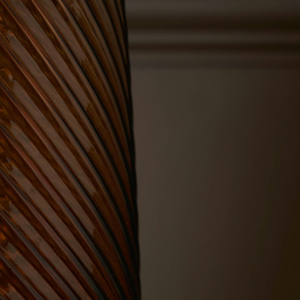 image 1 of BHS Cognac Tall Lenticular Glass Vase, Amber