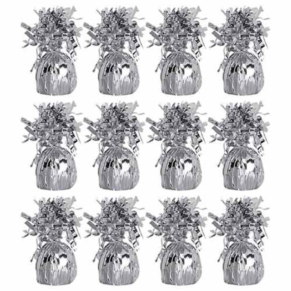 Silver Foil Balloon Weights - Pack of 12