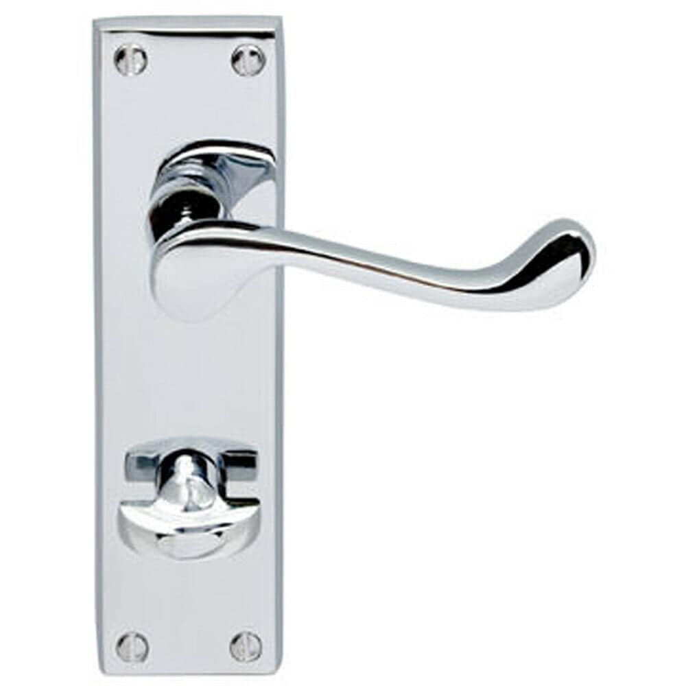 Loops PAIR Victorian Scroll Lever on Bathroom Backplate 155 x 41mm Polished Chrome