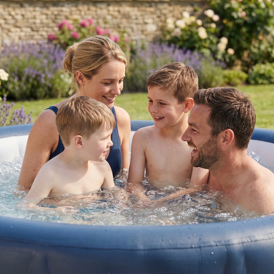 image 1 of Wave Atlantic 6 Person Inflatable Hot Tub, EnergySave Bundle, Navy