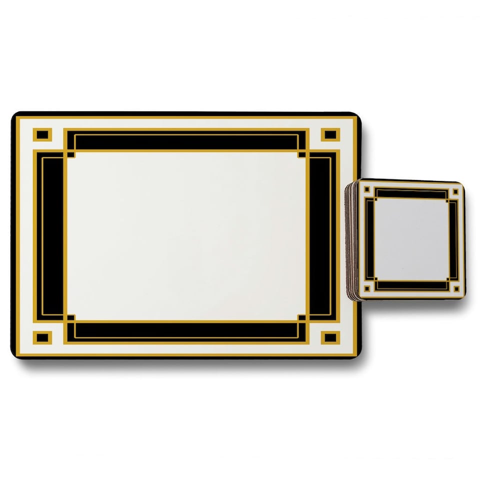 image 1 of Art Deco Black & Gold (Placemat & Coaster Set)