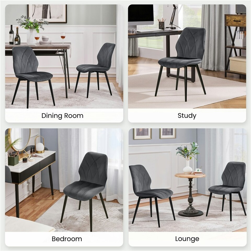 image 1 of Yaheetech Set of 2 Faux Leather Dining Kitchen Chairs Grey | Dark Grey