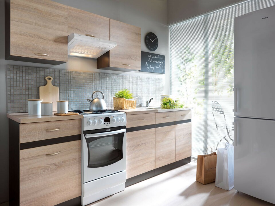 image 1 of Under Sink Kitchen Cabinet Small 800mm Unit Freestanding Base Cupboard Sonoma Oak And Wenge Junona
