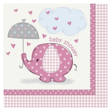 Unique Party Pink Lunch Napkins - Umbrellaphants - Pink/White - One Size