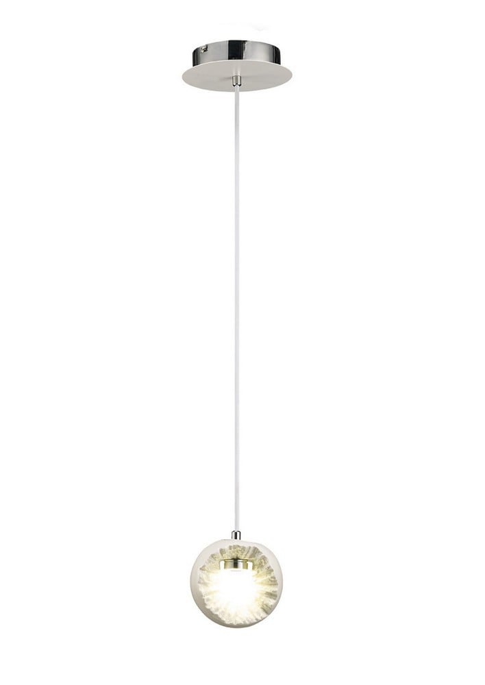 Netlighting Salvio Ceramic Round Sculpture Ceiling Pendant 1 x 3W LED Chrome White