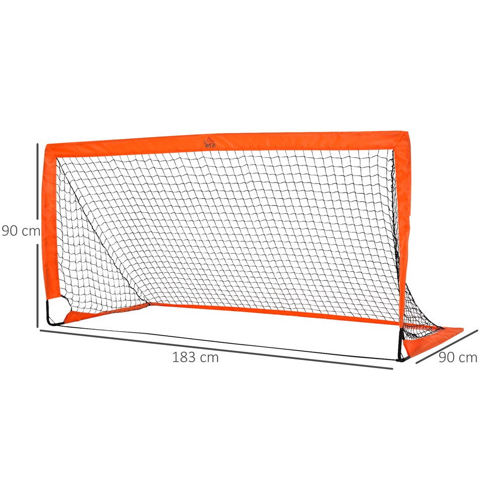 image 1 of HOMCOM Football Goal Folding Outdoor with All Weather Net 6'x3' Orange | Orange