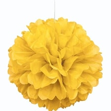 Yellow Honeycomb Hanging Decoration Puff Ball 40cm