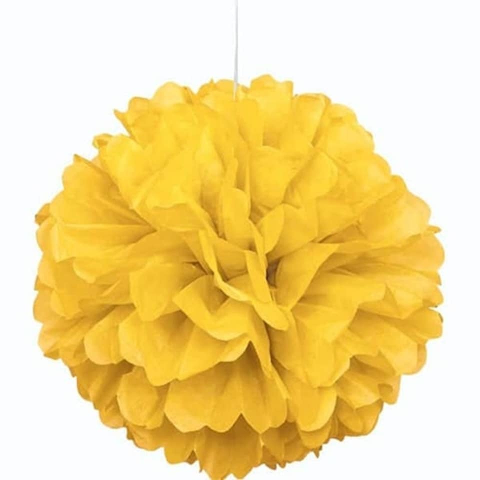 Yellow Honeycomb Hanging Decoration Puff Ball 40cm